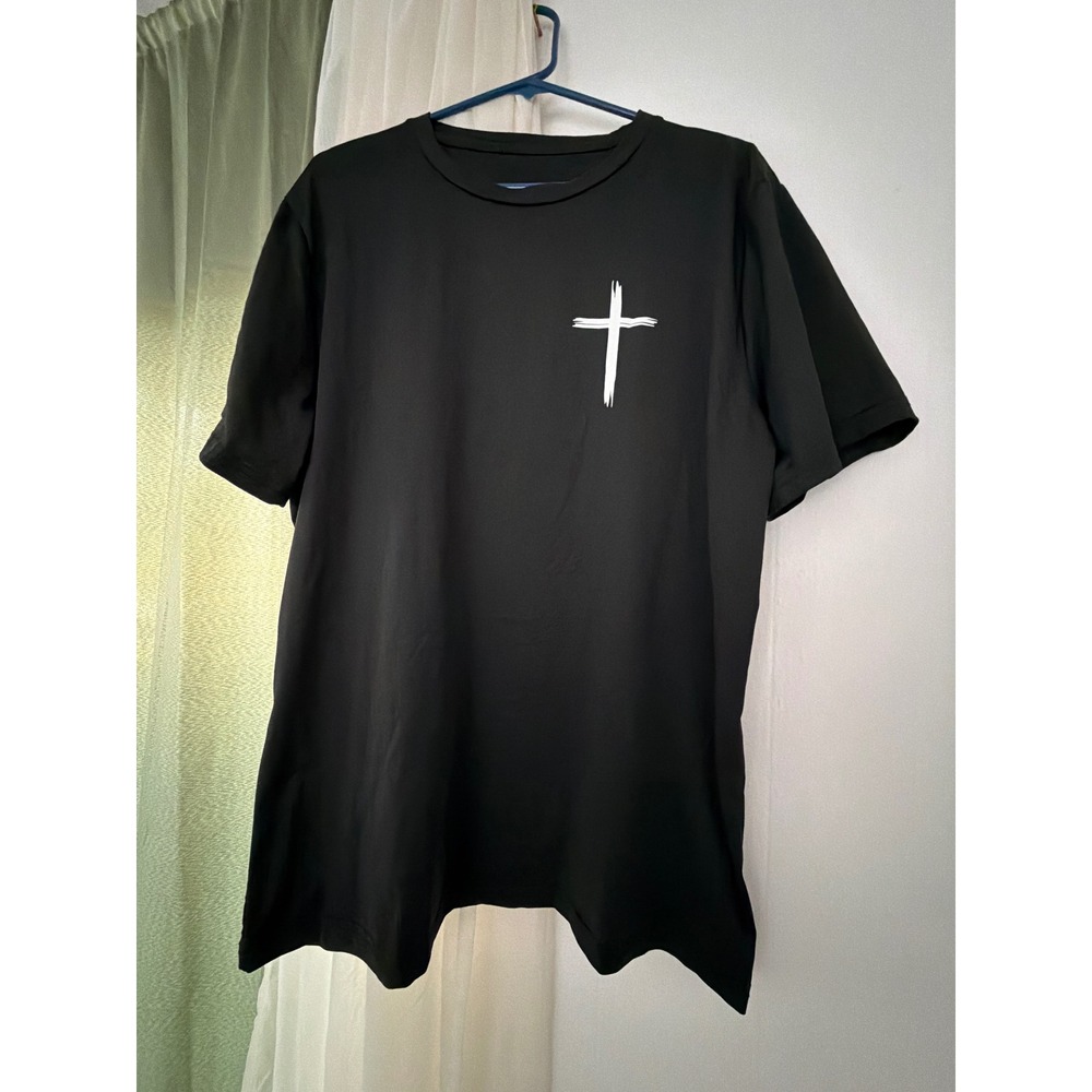 SHEIN T-Shirt Mens XL Black Excellent Christian Pray About It Cross Graphic Tee